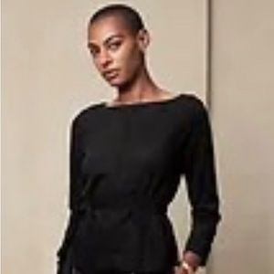 Banana Republic Factory Vegan Suede Belted Top in Black Sz XS